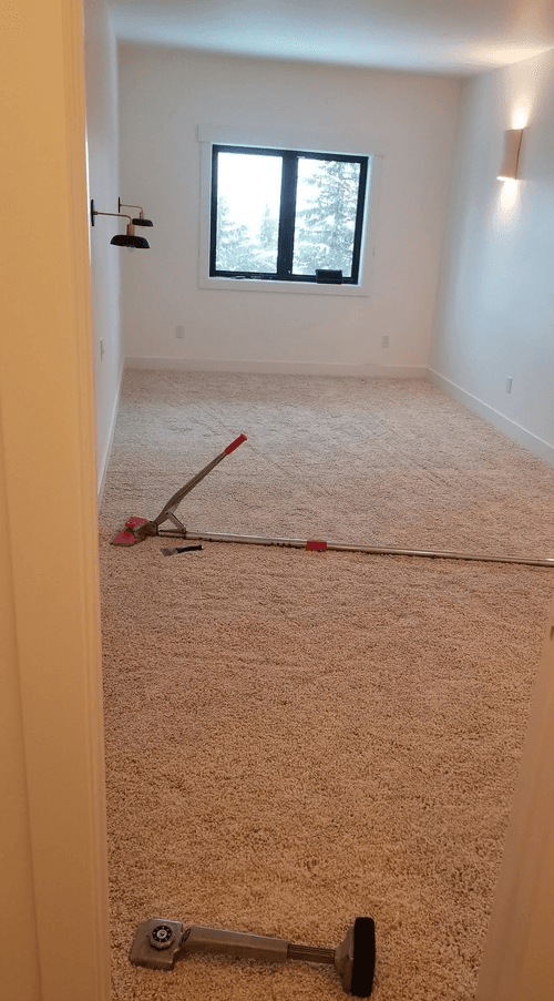 New carpet installation in a residential room