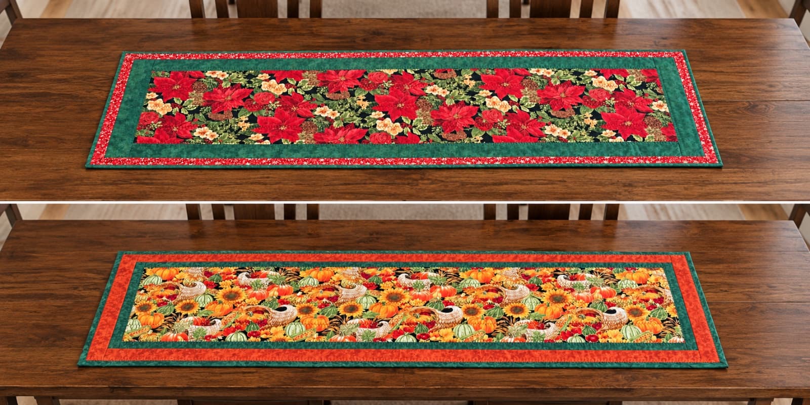 Reversible Fall & Christmas Hot Pad Table Runner