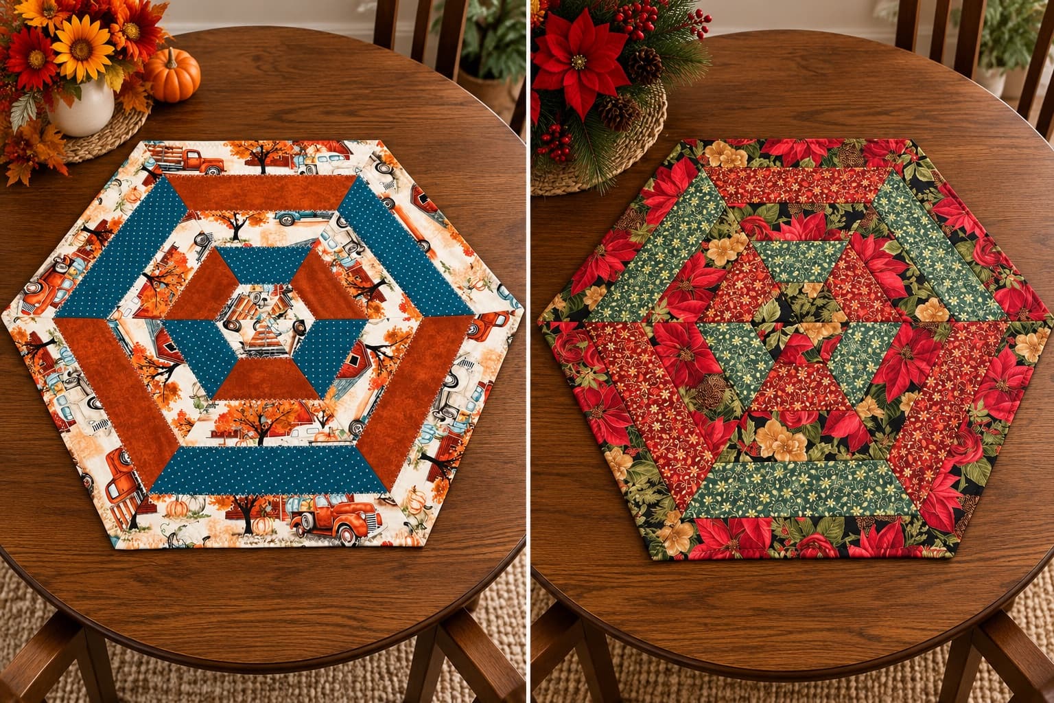 Reversible Fall & Christmas Table Runners