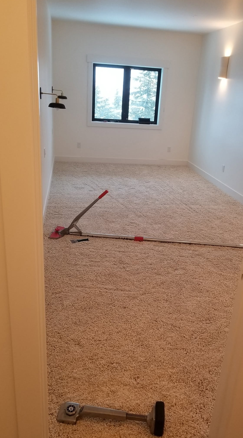 Finished carpet installation in a room